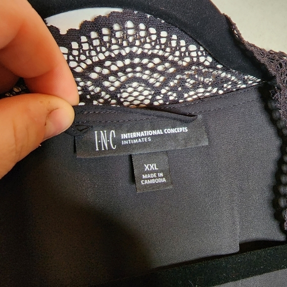 NWT Macy's INC Black Lace Trim Short Robe Women's Size XXL - Picture 5 of 14